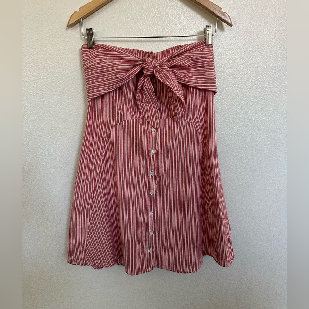Cotton Candy Strapless Red Striped Dress